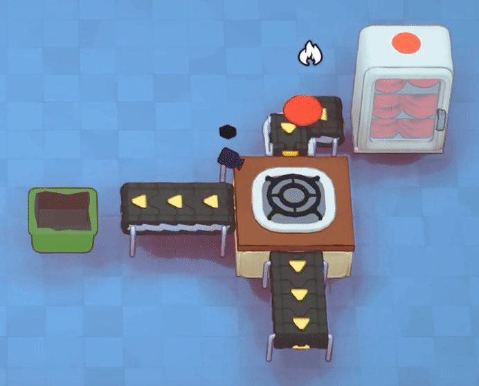 A Smart Grabber pulls burned Patties from a Hob into a Compactor Bin