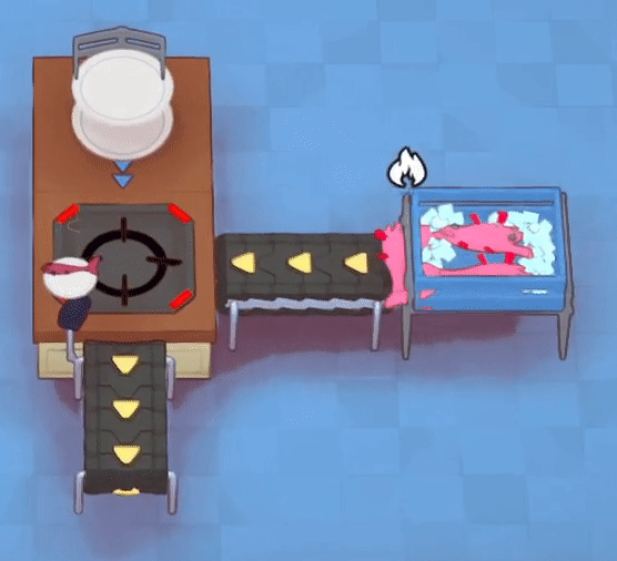 Pink Fish is cooked on a Danger Hob, plated, and idles without burning