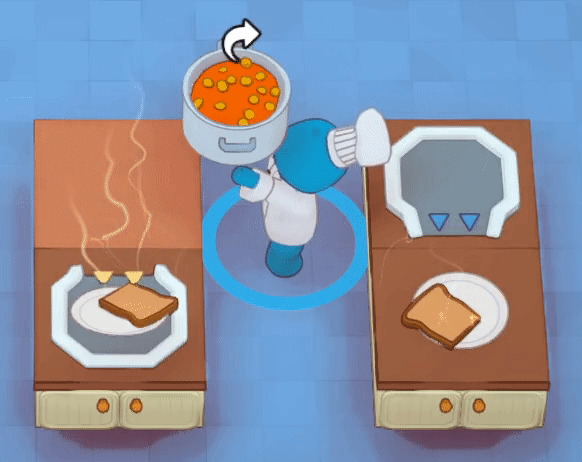 Beans are both portioned and combined onto plated Toast