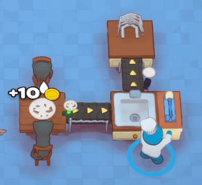 Two Combiners facing a Counter are used to add Tomato Paste and Chopped Cheese to a Pizza Base